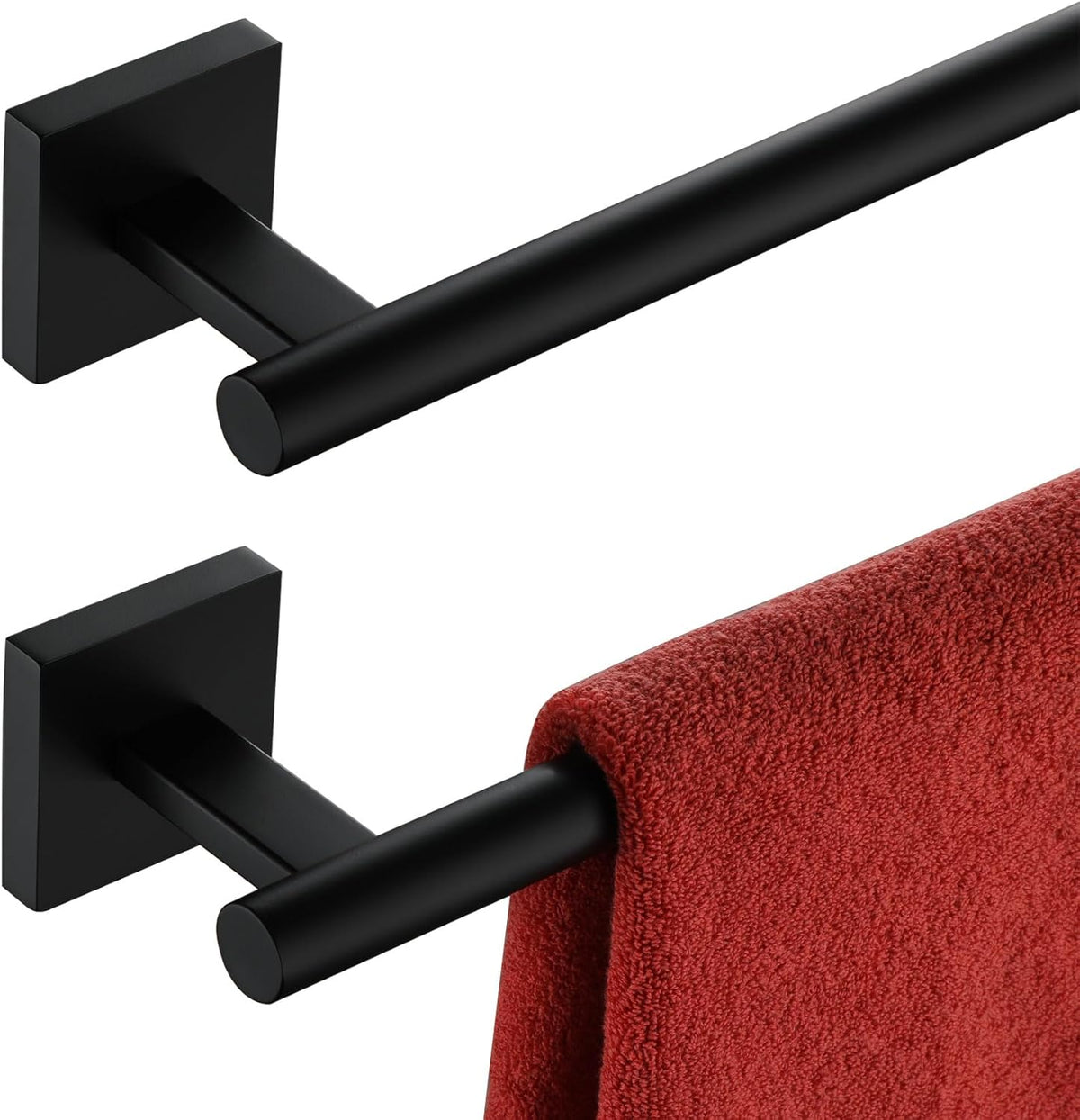 KOKOSIRI Towel Rails Bathroom Towel Bars Matte Black 24 Inch Bath Towel Holder for Cabinet Kitchen Wall, 2 Pack Stainless Steel B4005BK-L24-P2