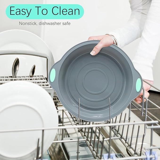To encounter 9 Inch Silicone Round Cake Pans, 2 Pack Nonstick Silicone Baking Pans Set, Food Grade Cake Molds, with Metal Reinforced Frame More Strength