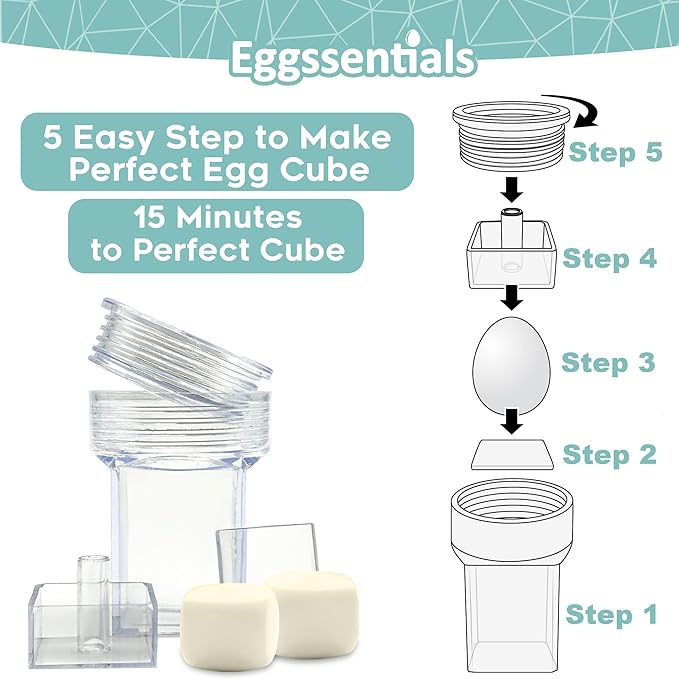 Eggssentials Pack of 3 Egg Shaper - Egg Cuber Square Egg Mold - Hard Boiled Eggs Maker for Square Boiled Eggs Egg Dicer for Eggs - Boiled Egg Mold Egg Press.