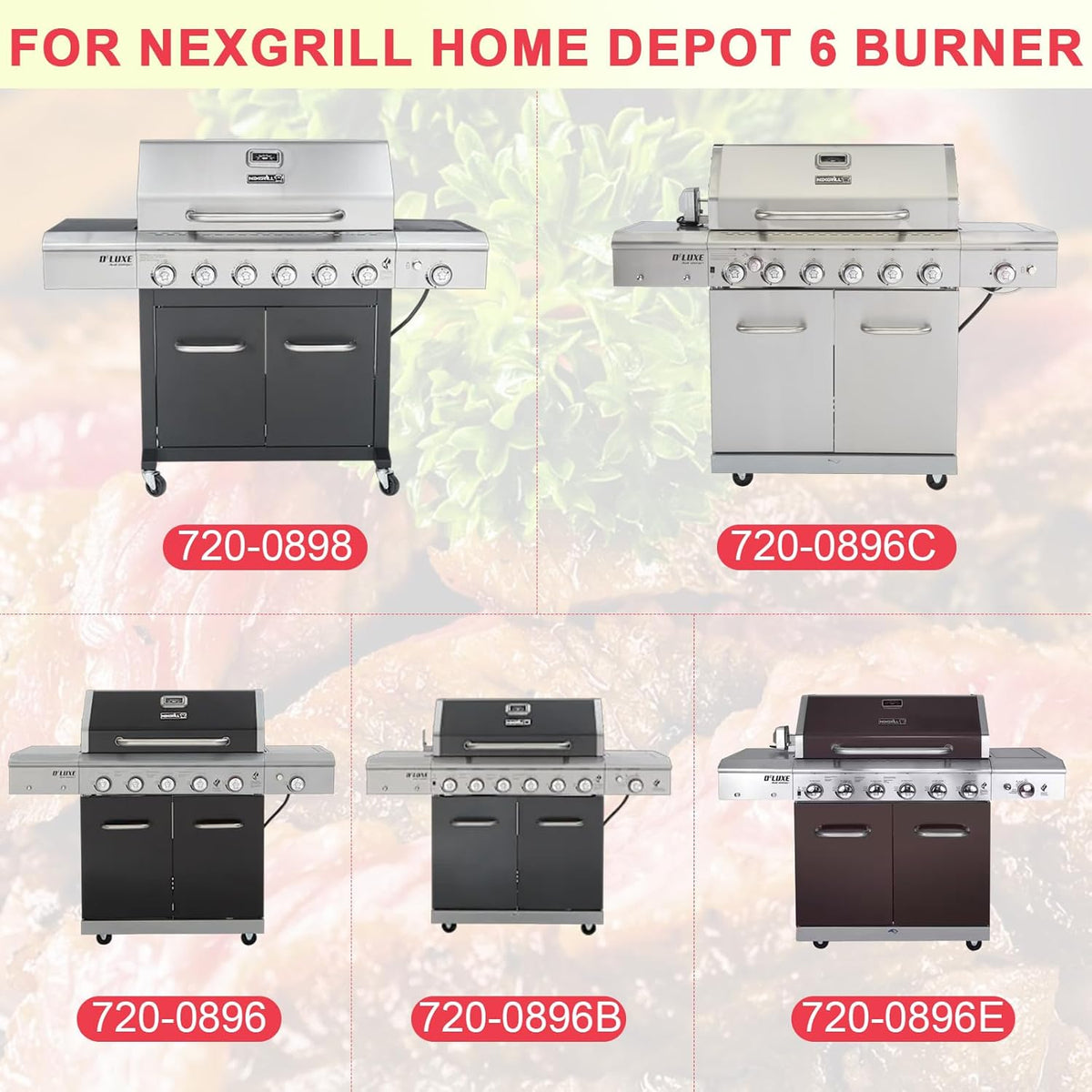 Full-Size Griddle Inserts for Nexgrill Home Depot 6 Burner 720-0896B 720-0896 720-0896C 720-0896E 720-0896CP Gas Grill Replacement Parts, Flat Top Griddle for Nexgrill 730-0898A 730-0898, Carbon Steel