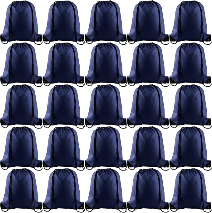 KUUQA 50Pcs Navy Blue Drawstring Backpack Bulk Drawstring Bags String Bags Storage Bags Gym Backpack for Sport Gym Traveling
