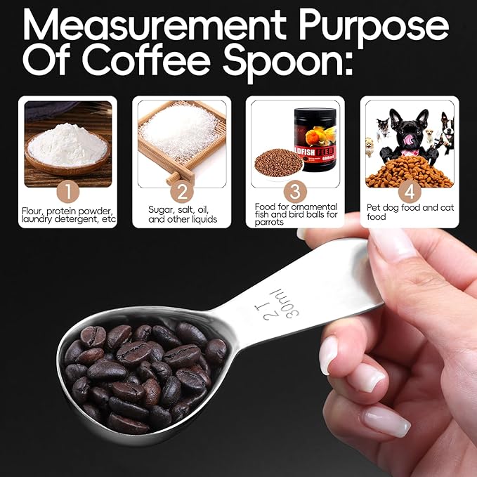 Coffee Scoop 1 Tablespoon Scoop Measuring Spoon for Ground Coffee 2 Pieces,Stainless Steel Small 1 Tbsp Coffee Spoons Measure Protein Powder Suger Bean,Short Handle Fits into Canisters.(1TBSP(15ML*2)