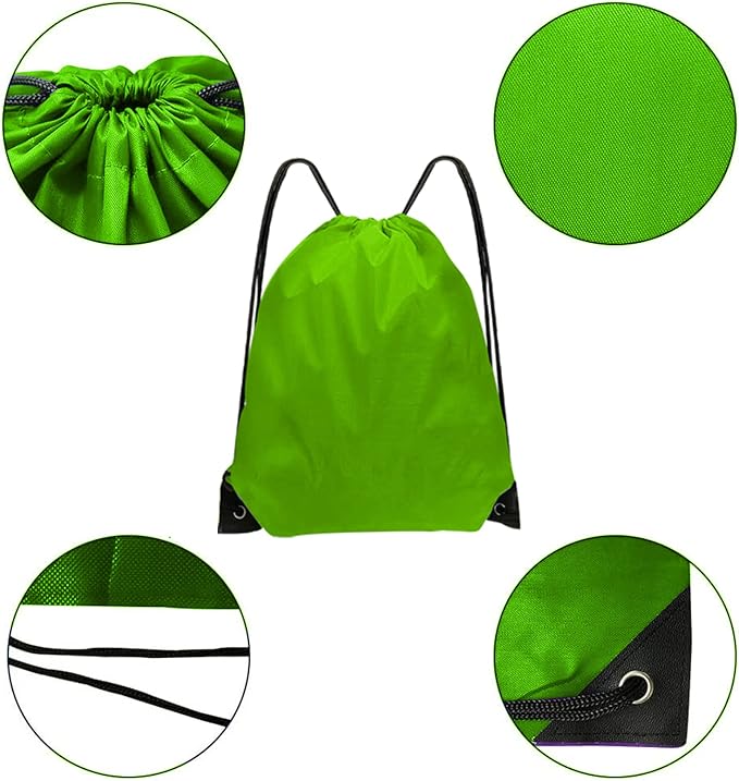 Drawstring Bags 28 PCS Drawstring Backpack Bulk String Backpack Cinch Bag Sackpack for Men Women Gym (Green)