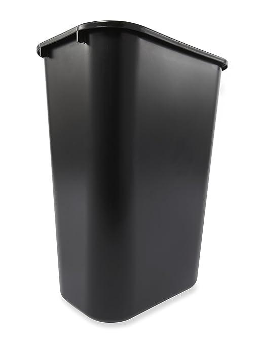 Rubbermaid Commercial Products Deskside Wastebasket/Trash Can, 10.25-Gallon/41-Quart, Black, Plastic, Garbage Can for Home/Office, Fits Under Desk/Sink/Cabinet, Pack of 12