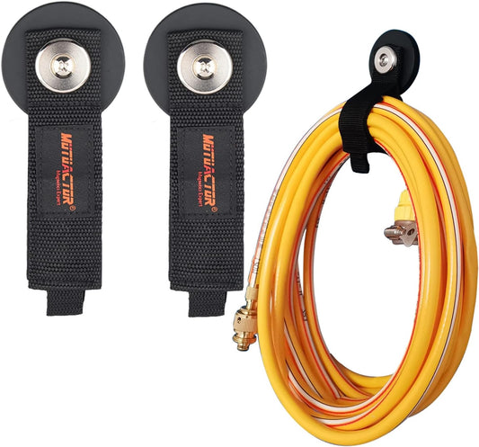 MUTUACTOR 2packs Magnetic Hooks Heavy Duty,Strong Magnet Garage Hook Large Capability for Hanging Cables Rubber Coating Mounting Magnet Storage Hooks for Garden Hoses Ropes Cordless Drills Tools Box