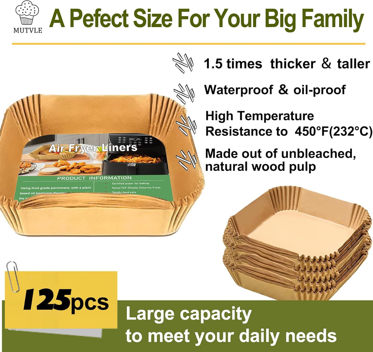 Air Fryer Liners Disposable for CHEFMAN Air Fryer, Power XL Air Fryer Liners, 6 qt 8QT Air Fyrer Liners, 9.5 inch Parchment Paper Liners for 10 Qt 12-Quart Air Fryer Oven