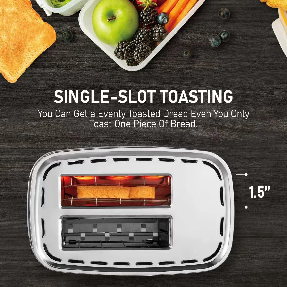 Smart Toaster Touchscreen, KETIAN Automatic Electric Digital Toaster 2 Slice, 7 Browning Settings, Preset Modes for 7 Types of Bread, 1400W