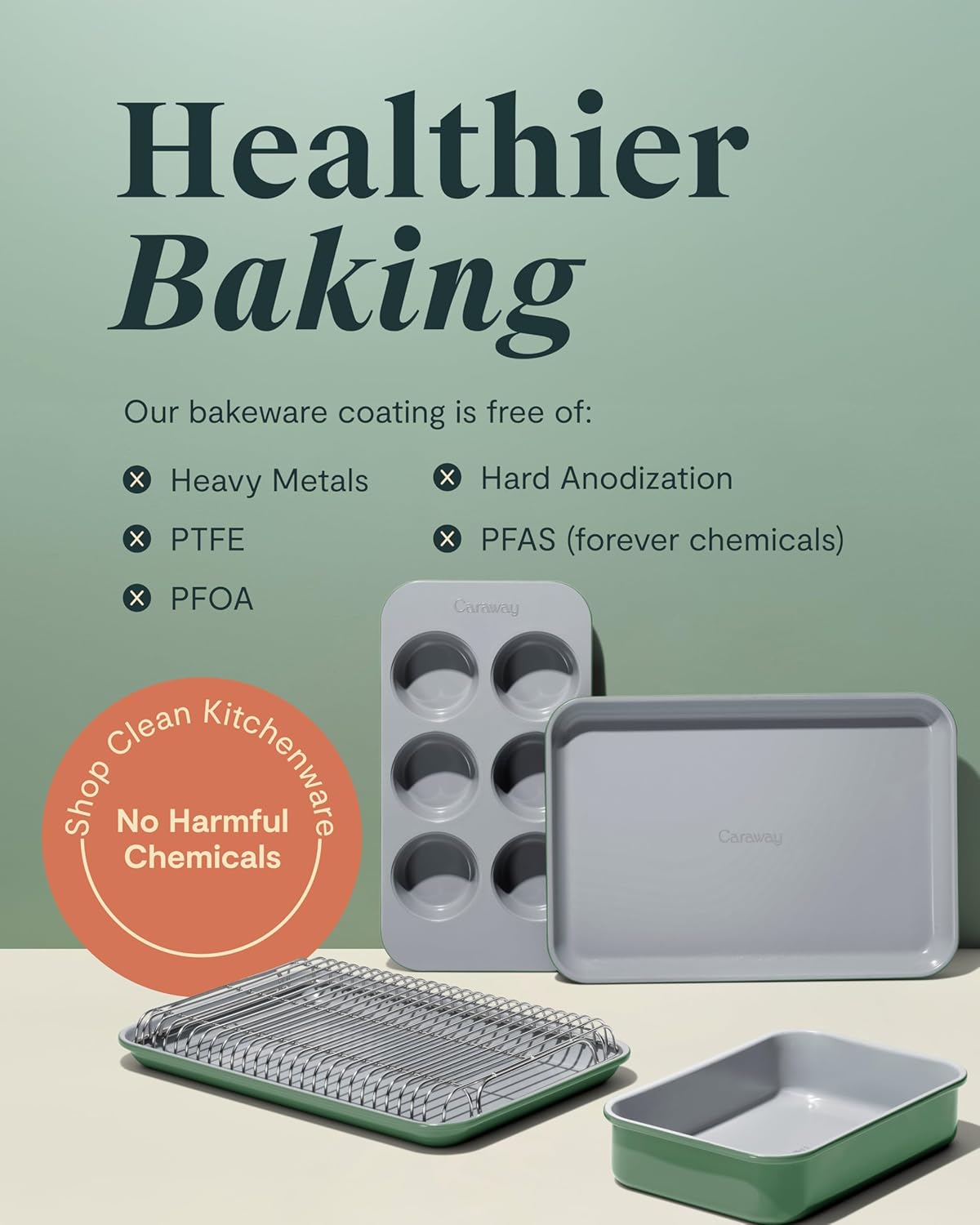 Caraway Nonstick Ceramic 6 Cup Muffin Pan – Non-Toxic, PTFE & PFOA Free – Oven Safe – Aluminized Steel Core – Small Muffin Pan for Baking Cupcakes, Muffins & More - Perracotta