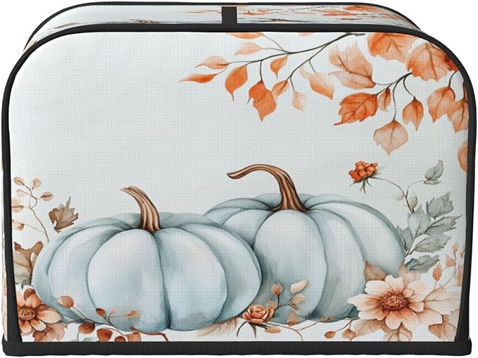 Toaster Cover 4 Slice Pumpkin Fall Leaf Thanksgiving Kitchen Small Appliance Covers with Pockets Dust and Fingerprint Protection