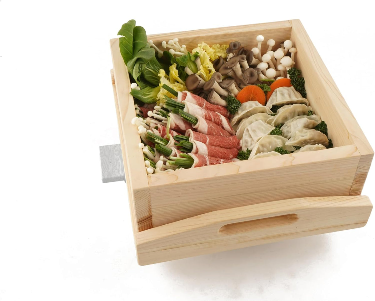 BOUMBI Hinoki wood Square Steamer, available for 8.6-9.6 inces round pots (11 x 11 x 3.54 inches)