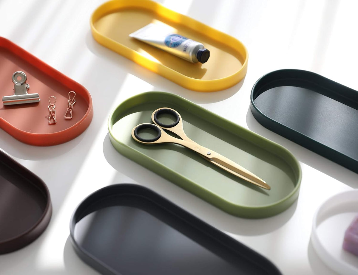 Lazy K Silicone Tray - Small Vanity Tray Organizer - Spoon Rest Holder - Multi-Purpose Modern Kitchen Sink, Bathroom, Counter Organizer (Grey)