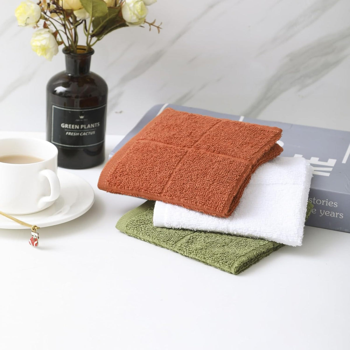 Glynniss Dishcloths Kitchen Highly Absorbent Dish Rags 100% Cotton Dish Cloths for Washing Dishes, Cleaning