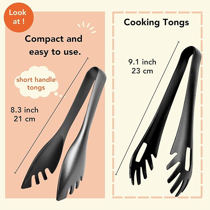 Seki Japan Stylish Kitchen Tool, Flexible Non Stick Heat Resistant Nylon Food Tong, Cooking Serving Pasta Tongs, for Spaghetti, Salad, BBQ, Grilling and Frying