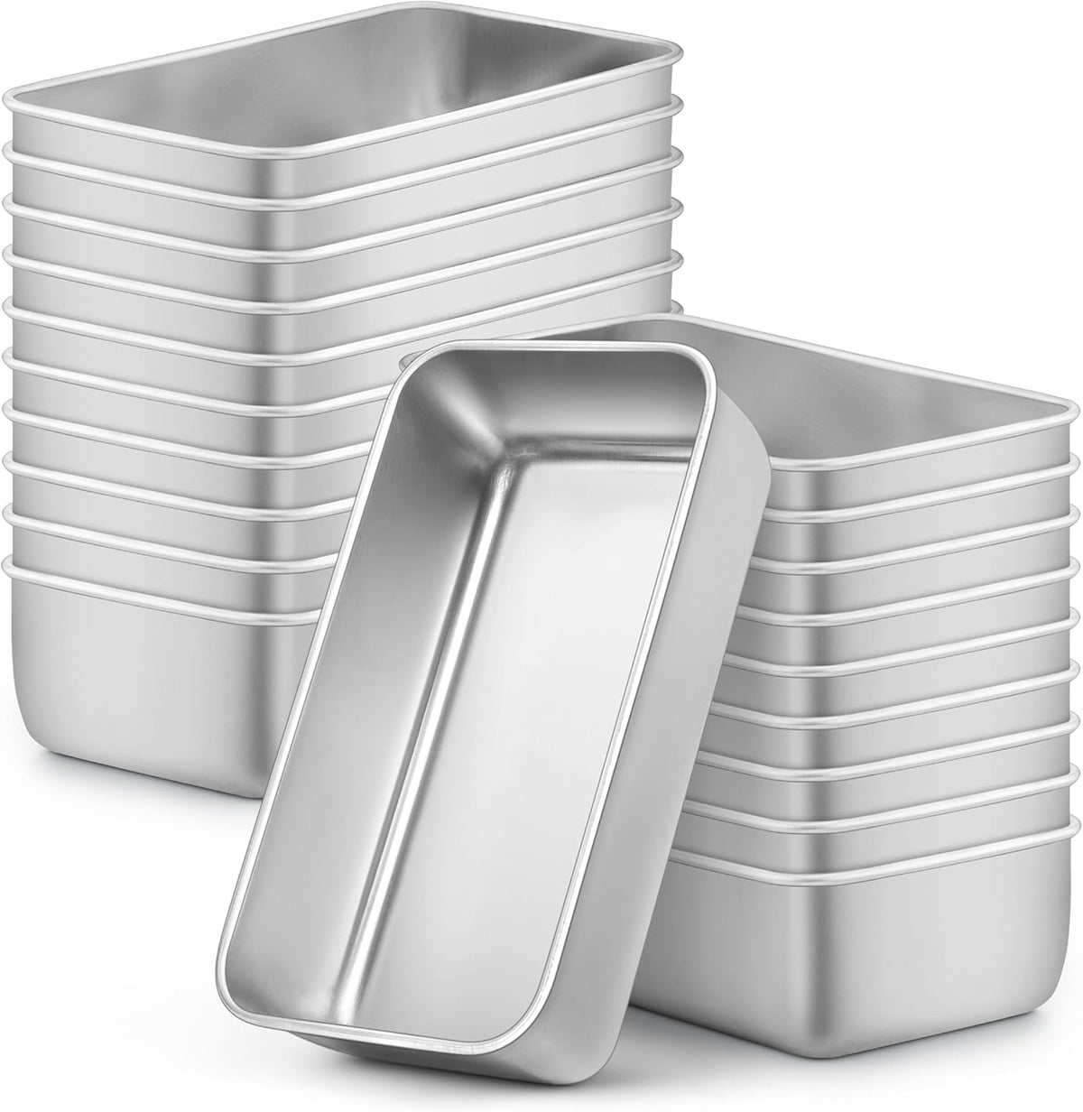 LIANYU 20 Pack Loaf Pans for Baking Bread, 9x5 Inch Bread Baking Pans, Stainless Steel Loaf Tin for Meatloaf, Banana Sourdough, Dishwasher Safe