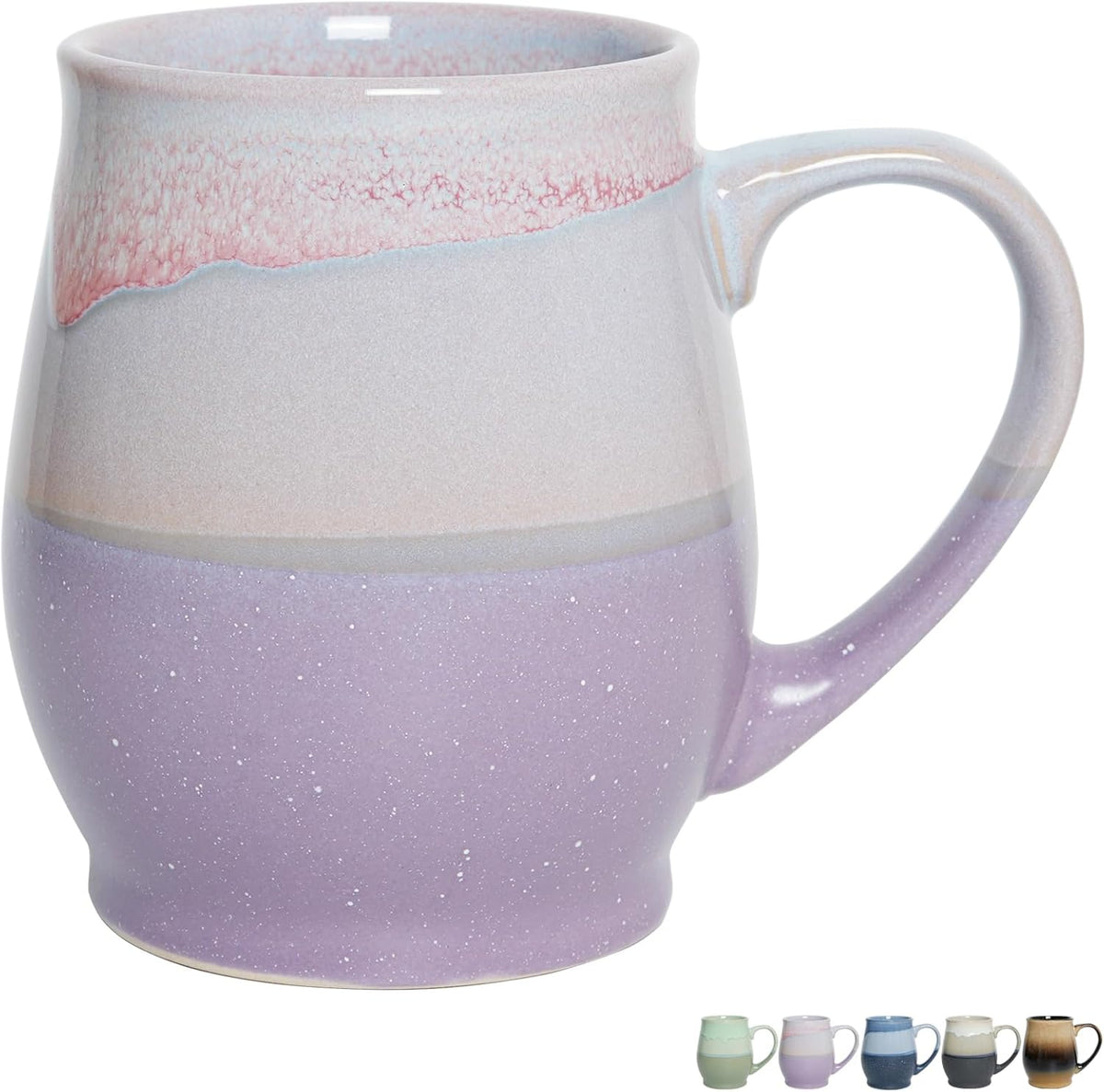 Bosmarlin Extra Large Ceramic Coffee Mug, 25 Oz, Dishwasher and Microwave Safe, Oversized Big Tea Cup for Office and Home, Reactive Glaze (Purple)