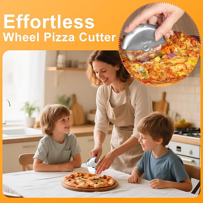 Premium Pizza Cutter Wheel with Sharp Blade For Cutting Through Pizzas, Crusts, Pies and More, Stainless Steel Knife with Ergonomic and Comfort Grip, Dishwasher Safe