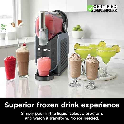 Ninja FS301 Professional Maker with RapidChill Technology, 88 oz Drink & Slushie Machine, 5 Preset Programs, Frozen Margaritas, Frappés, and More, Premium Accents, Black (Renewed)