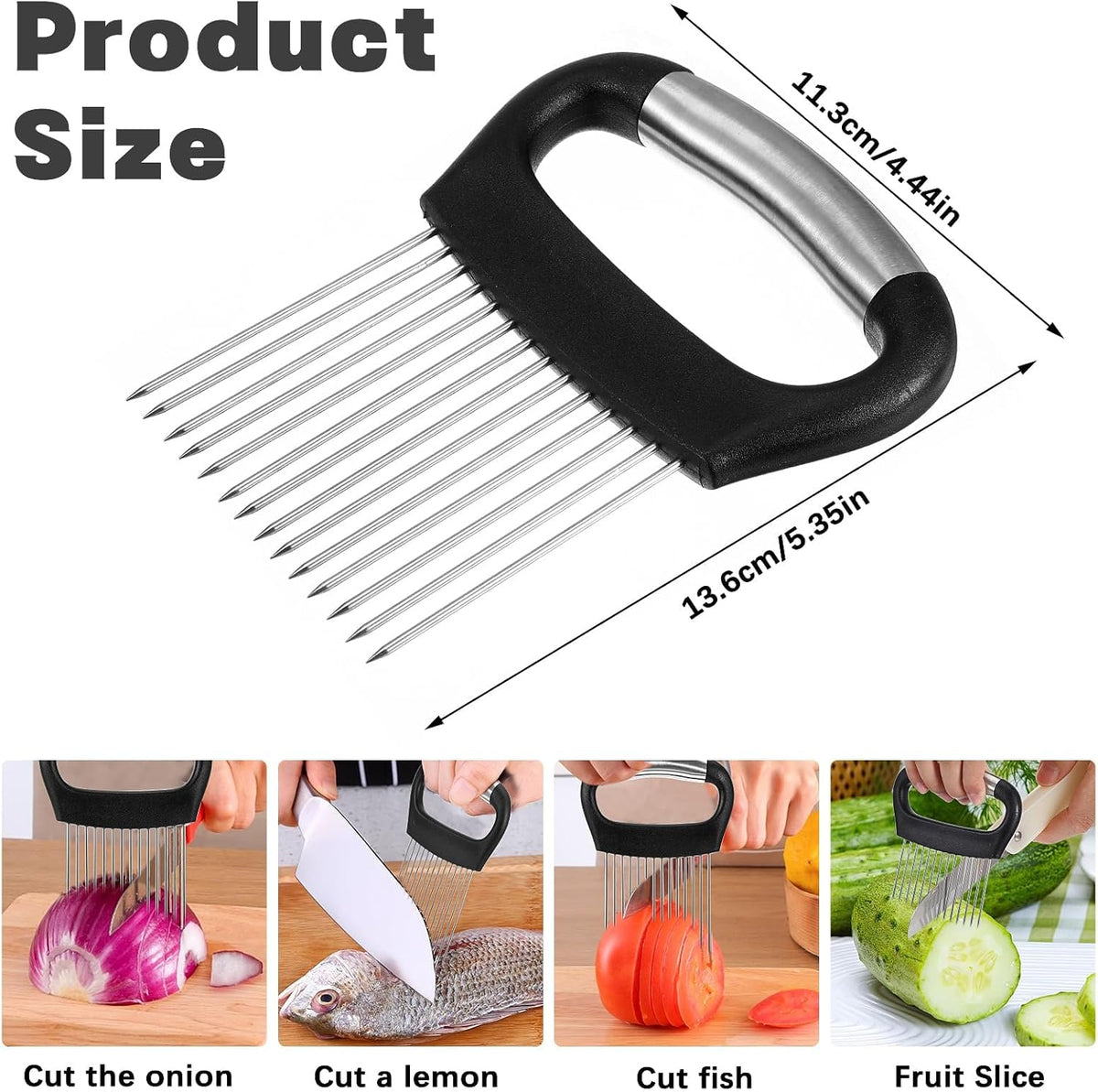 Onion Holder for Slicing,Tomato Slicer for Home Use Tool,Stainless Steel Onion Slicer Holder Chopper,Food Slicer Assistant Tool, Guide for Onion