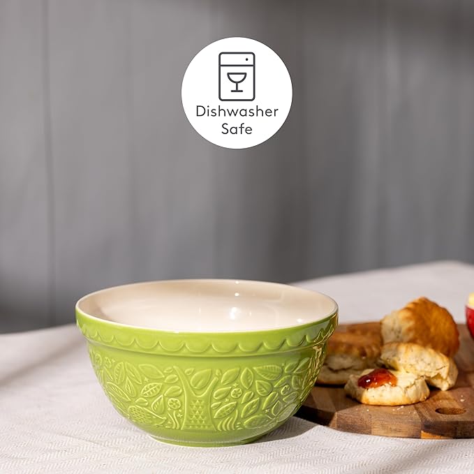 Mason Cash | In the Forest S30 1.25 Quart Embossed Mixing Bowl | Hedgehog (Green)