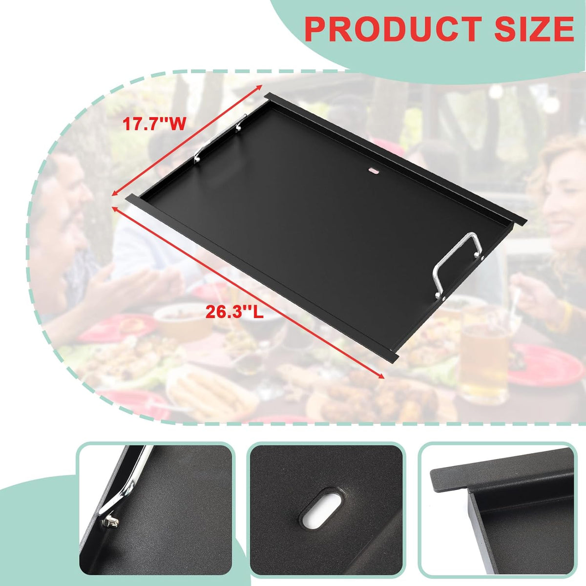 Full Size Griddle Insert for Napoleon Prestige PRO 500, Built-in Prestige 500, P500RBPSS, BIP500RBNSS-3, P500RSIBNK-3, P500, P500N Grills Accessories, Carbon Steel Griddle Plate, 26.3''L X 17.7''W