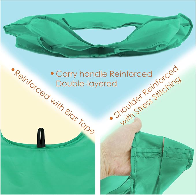BeeGreen Groceries Reusable Bags for Shopping Compact Cute Solid Color Cloth Grocery Totes Set of 12 Fold up Packable Recycling Shopper Baggies w Zipper Carry Pouch for Supermarket