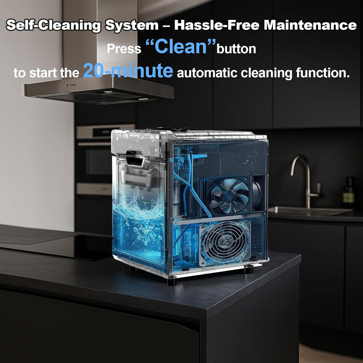 Nugget Ice Maker – 40 lbs/Day Countertop Ice Machine with 10Lbs Storage Bin, Chewable Ice Machine Maker Self-Cleaning, Stainless Steel, Dual Water Inlet Mode, Portable for Home Kitchen Bar Office