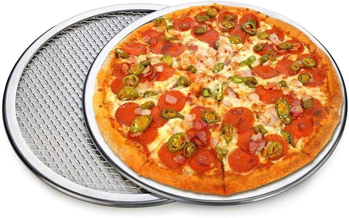 Pizza Screen, 3PCS Aluminum Alloy Seamless Pizza Screen Non Stick Mesh Net Baking Tray Cookware Kitchen Tool For Oven, BBQ 10 inch and 12 inch,14 inch