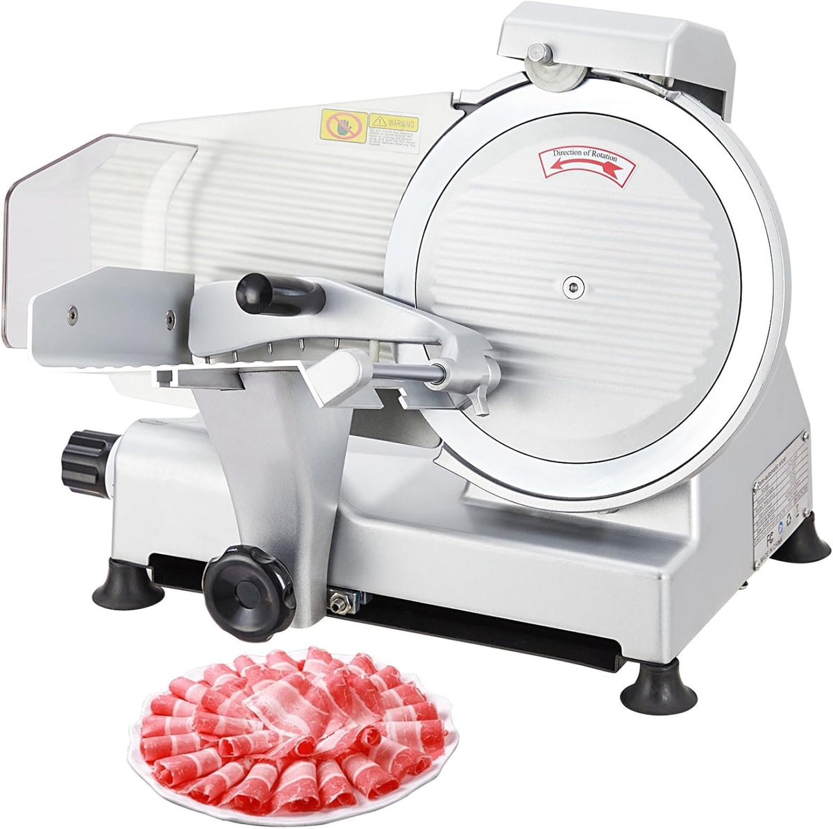 Meat Slicer Machine for Home and Commercial, 10 inch Chromium-Plated Steel Blade Deli Slicer, 240W Semi-Auto Electric Meat Slicer Cut Food Bread Cheese and Frozen Meat