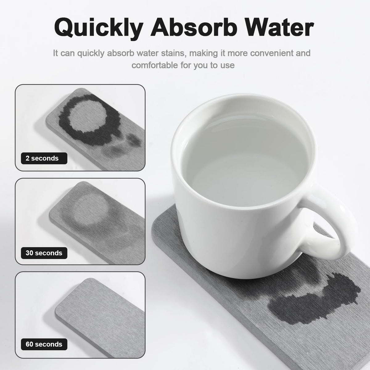 Water Absorbing Stone Tray for Sink | Quick Drying Diatomaceous Earth Coasters | Soap Dish Holder & Toothbrush Holder for Bathroom Counter | Hand Soap & Plant & Toiletries | Grey 4-Pack