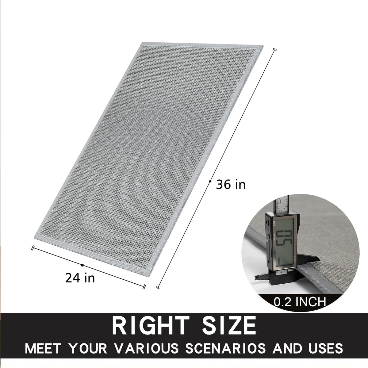 Kitchen Mat 1 PCS, Cushioned Non Slip Rugs for Kitchen Floor, Absorbent Runner Comfort Standing Mats Washable for Kitchen, Office, Home (Grey, 24"x36")