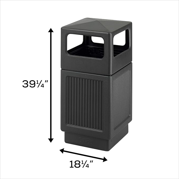 Safco Canmeleon Trash Can, 38 Gallons, Indoor and Outdoor Use, Durable & Weather-Resistant Commercial Garbage Can, Black