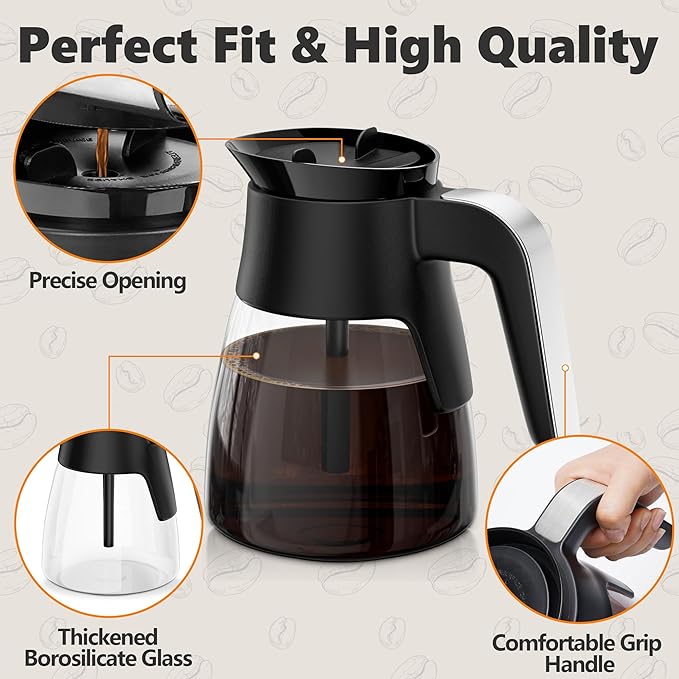 10 Cup Coffee Pot Replacement for Ninja Coffee Maker CM401, Glass Coffee Carafe Compatible with Ninja CM400 CP300 CF091 CM371 CM300, Ninja Coffee Pots Replacements with Brew-Through Lid