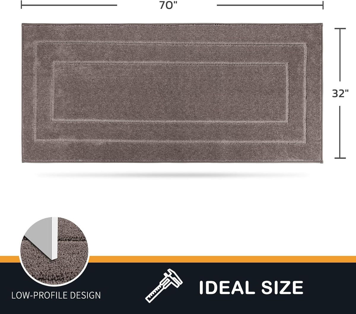 PURRUGS Dirt Trapping Door Mat 32" x 70", Non-Slip/Skid Machine Washable Entryway Rug, Dog Doormat, Super Absorbent Welcome Mat for Muddy Wet Shoes and Paws, Grayish Brown