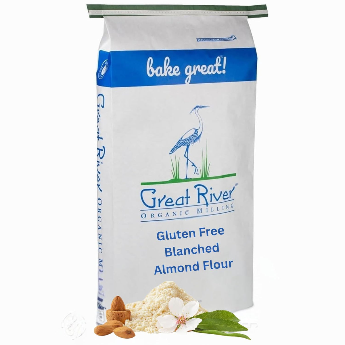 Great River Organic Milling Conventional Blanched Almond Flour | Finely Ground Gluten-Free Baking Alternative | Made from Whole Blanched Almonds | Non-GMO, Glyphosate Free, Kosher | 25 Lb (Pack of 1)