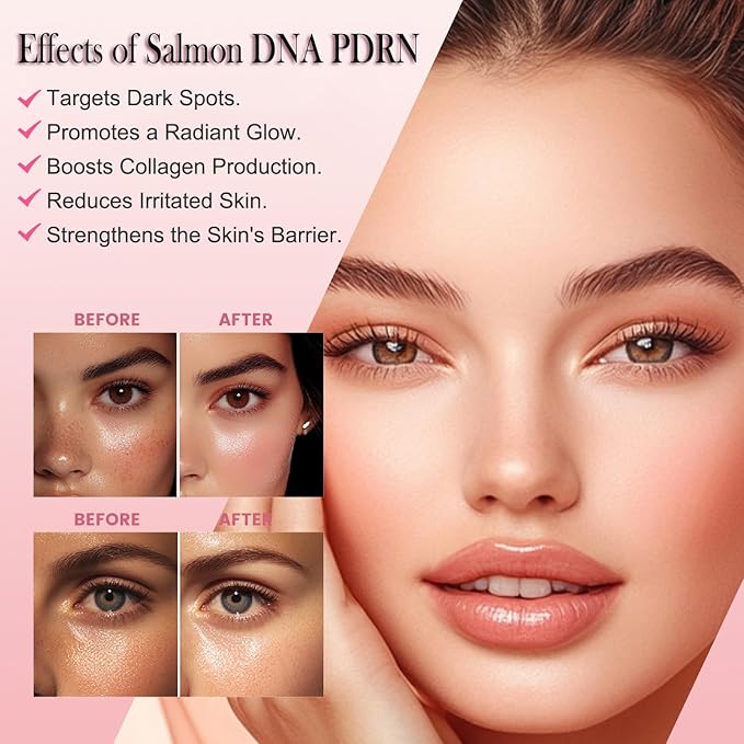 Mtmult Salmon PDRN Serum, Salmon DNA for Face, PDRN Serum - Intense Firming, Repairing, Moisturizing with Collagen, Glutathione, Hyaluronic Acid, 0.05 fl.oz x 10