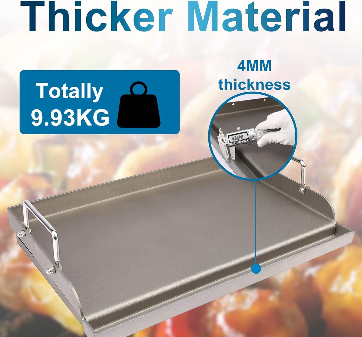 Utheer Cast Iron Griddle for Gas Grill, 25" x16" Flat Top for Outdoor Grill Rectangular Plate with Removable Handles for Charcoal Camping, Tailgating, and Parties