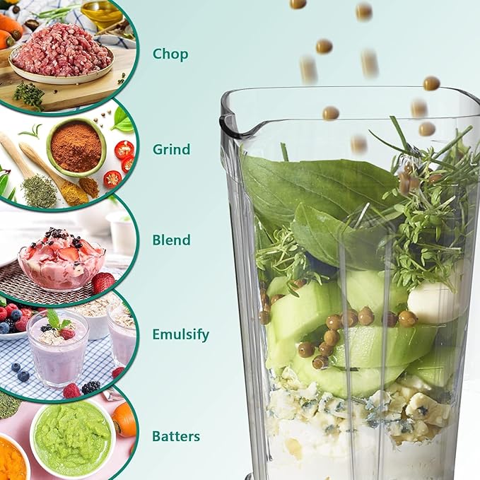 OMMO Blender 1800W, Professional High Speed Countertop Blender with Durable Stainless Steel Blades, 60oz BPA Free Blender for Shakes and Smoothies, Nuts, Ice and Fruits, Dishwasher Safe