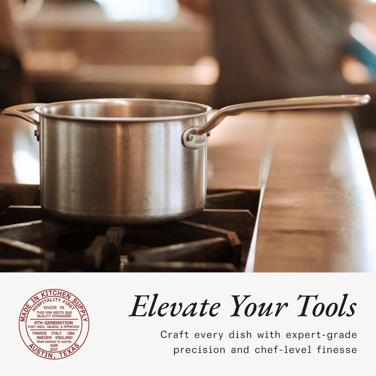 Made In Cookware - 4 Quart Stainless Steel Saucepan with Lid - 5 Ply Stainless Clad Sauce Pan - Professional Cookware - Crafted in Italy - Induction Compatible