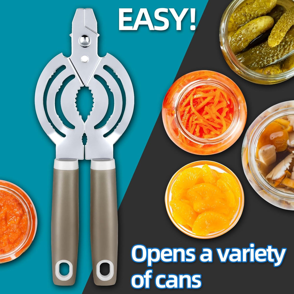 Jar Opener, Multifunctional Jar Openers for Seniors, Stainless Steel Jar Lid Opener, Easy Twist Bottle Opener for Seniors with Arthritis