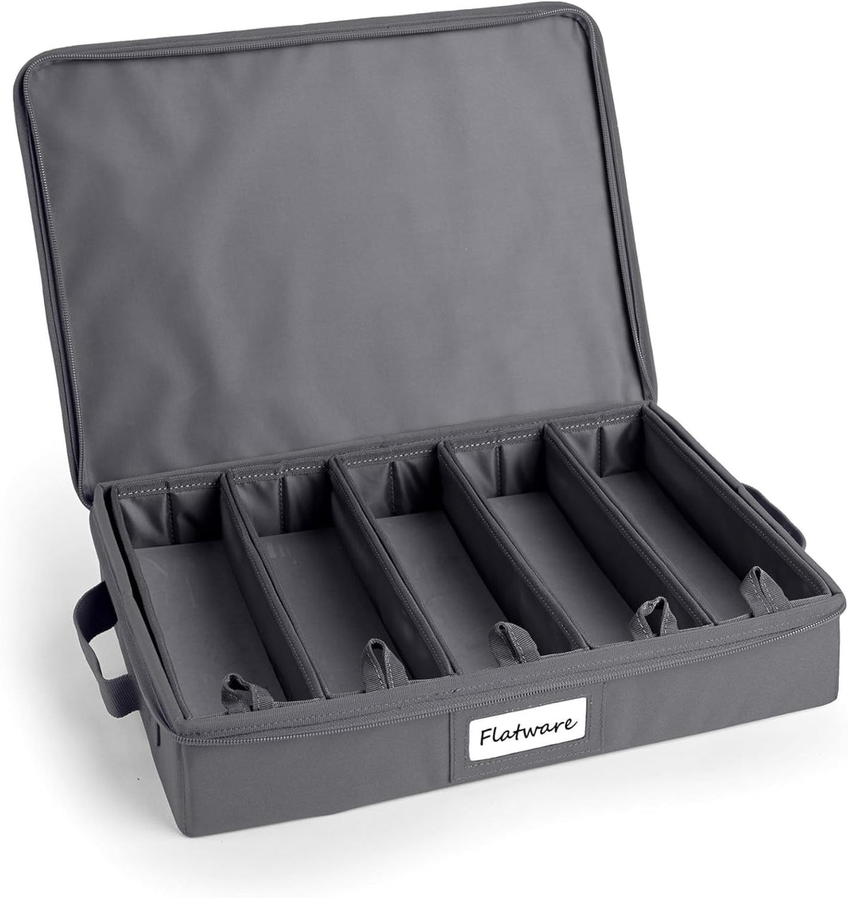 Covermates Keepsakes Flatware Storage Box - Stackable - Reinforced Handles - China Storage, Graphite