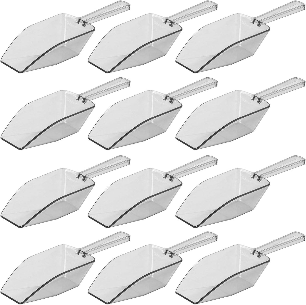 Clear Plastic Acrylic Scoops 12 Pcs | 6.5” Medium Kitchen Scoop | Wedding Desserts | Candy Buffet, Ice Cream, Protein Powders, Coffee, Tea, Flour (12 Pack, 6.5")