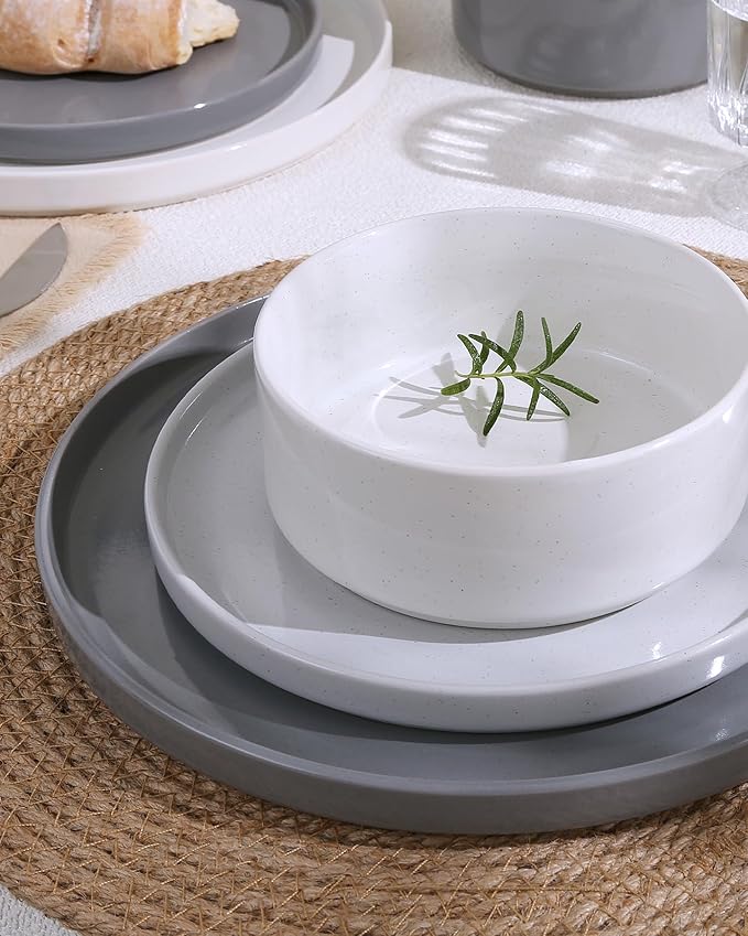 Famiware Nebula Plates and Bowls Set, 24 Pieces Dinnerware Sets, Dishes Set for 8, Multi-color
