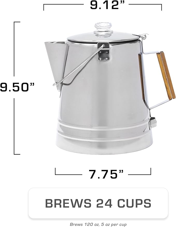 COLETTI Scoutmaster Coffee Percolator Camping — The Ultimate Camping Coffee Maker [24 Cup]