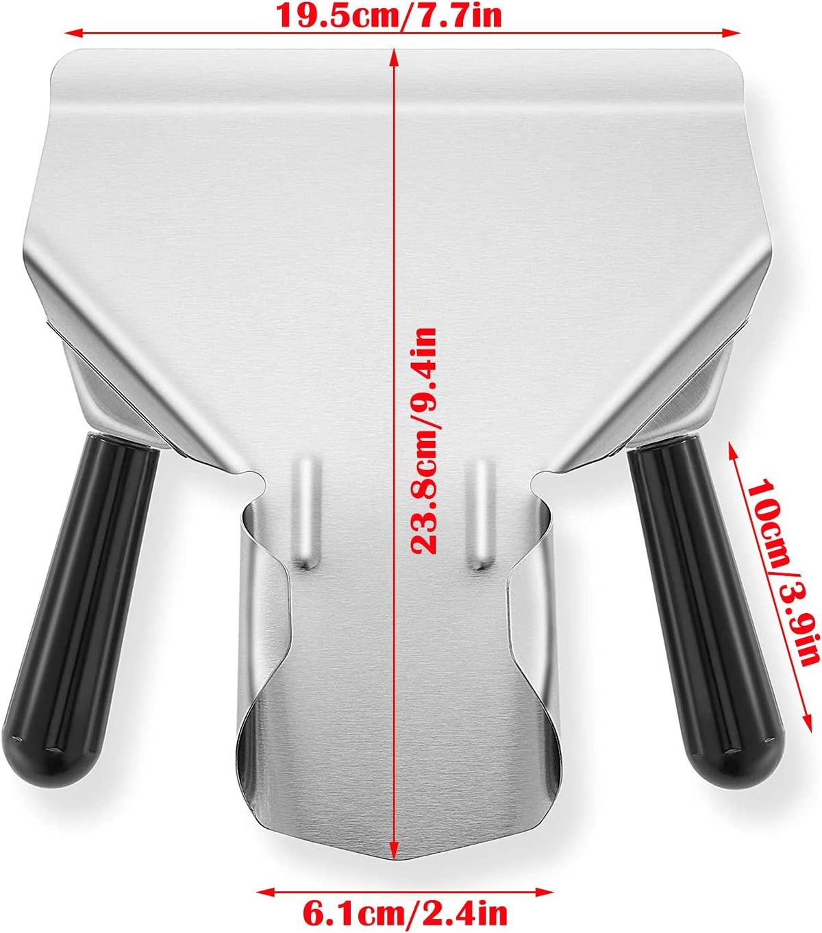 Stainless Steel Dual Handle French Fry Bagger Scoop Chip Popcorn Bagger Ice Candy Snacks Desserts Scooper with Removable Right Handle