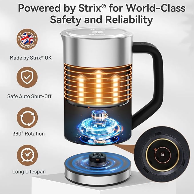 Secura Milk Frother, Electric Milk Steamer Stainless Steel, 16.9oz/500ml Automatic Hot and Cold Foam Maker and Milk Warmer for Latte, Cappuccinos, Macchiato, 120V