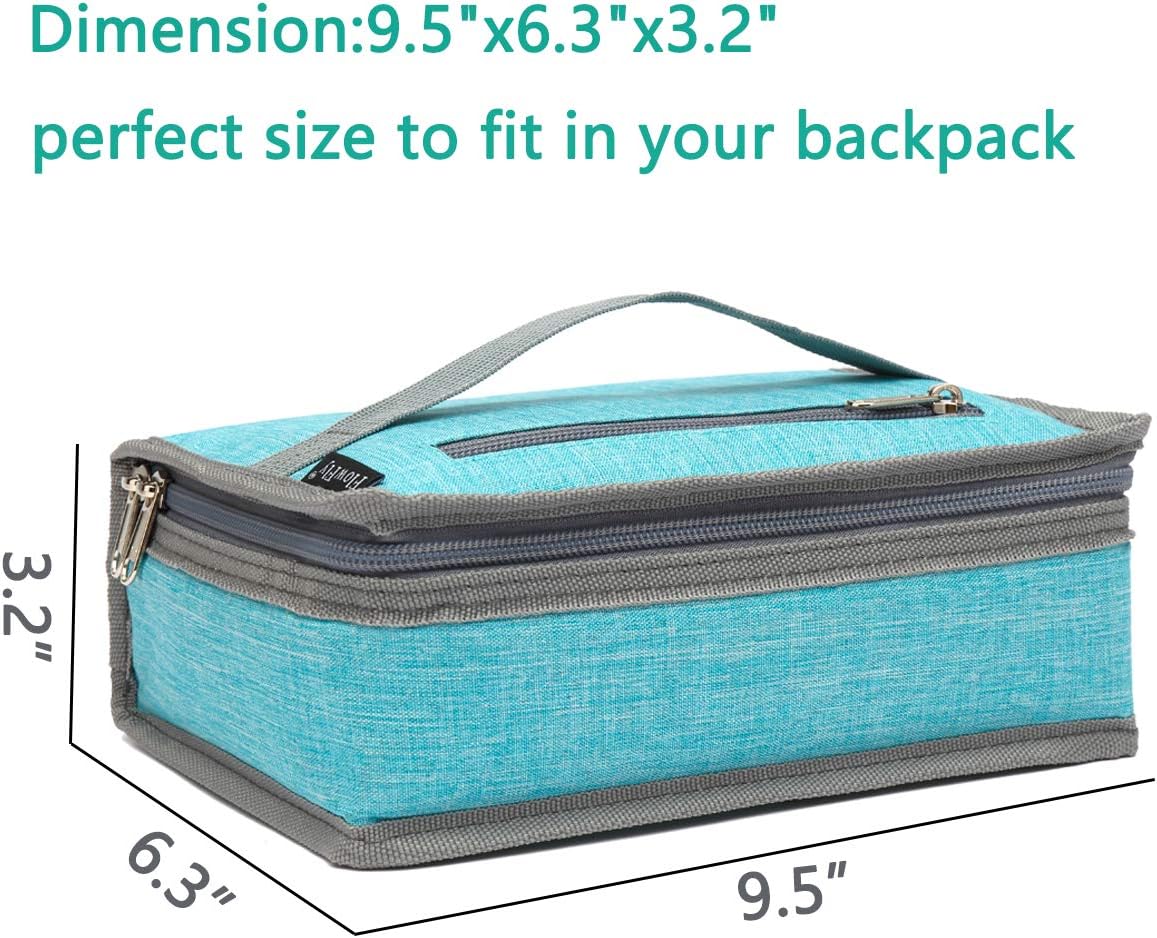 FlowFly Small Insulated Lunch box Portable Soft Bag Mini Cooler Thermal Meal Tote Kit with Handle for Work & School, Sea Blue
