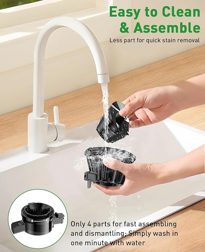 Cold Press Juicer Machines for Whole Vegetables & Fruits, Slow Masticating Juicer Maker with Wide Feed Chute, High Juice Yield, Easy to Clean, Black