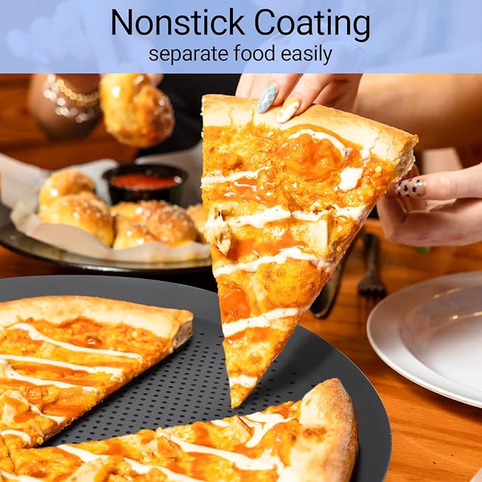 Beasea Pizza Pan 14 Inch, Perforated Pizza Pans with Holes, Heavy Duty Aluminum Alloy Round Pizza Crisper Pan Pizza Baking Tray Bakeware for Home Restaurant Kitchen
