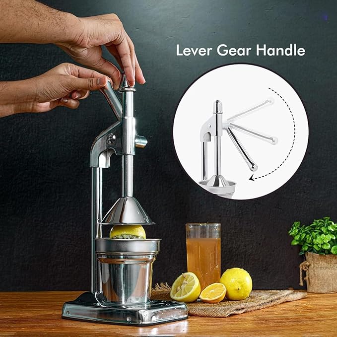 Cast Iron Juicer Hand Press, Cast Iron Stainless Steel Manual Hand Citrus Juicer, Heavy Duty Countertop Professional Commercial Manual Fruit for Fresh Orange Juice, Lemon, Pomegranate