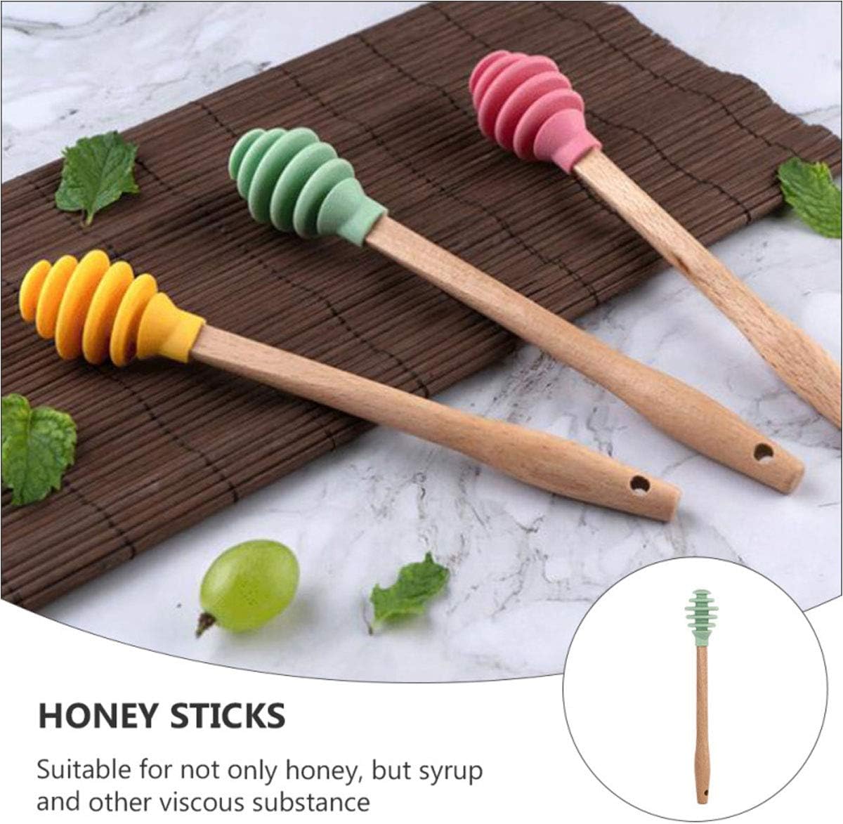 Silicone Honey Dipper Sticks, 3PCS Spiral Design Non-Drip Honey Spoon with Jar Stirring Rod, Food-Grade BPA Free Dispenser for Syrup, Jam & Beverages